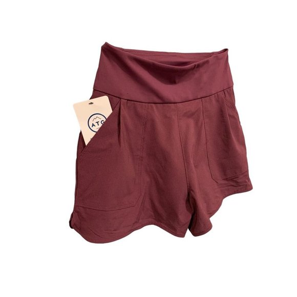 XS Wrangler All Terrain Gear Women's Shorts Pull On Pockets Merlot New - Picture 2 of 14
